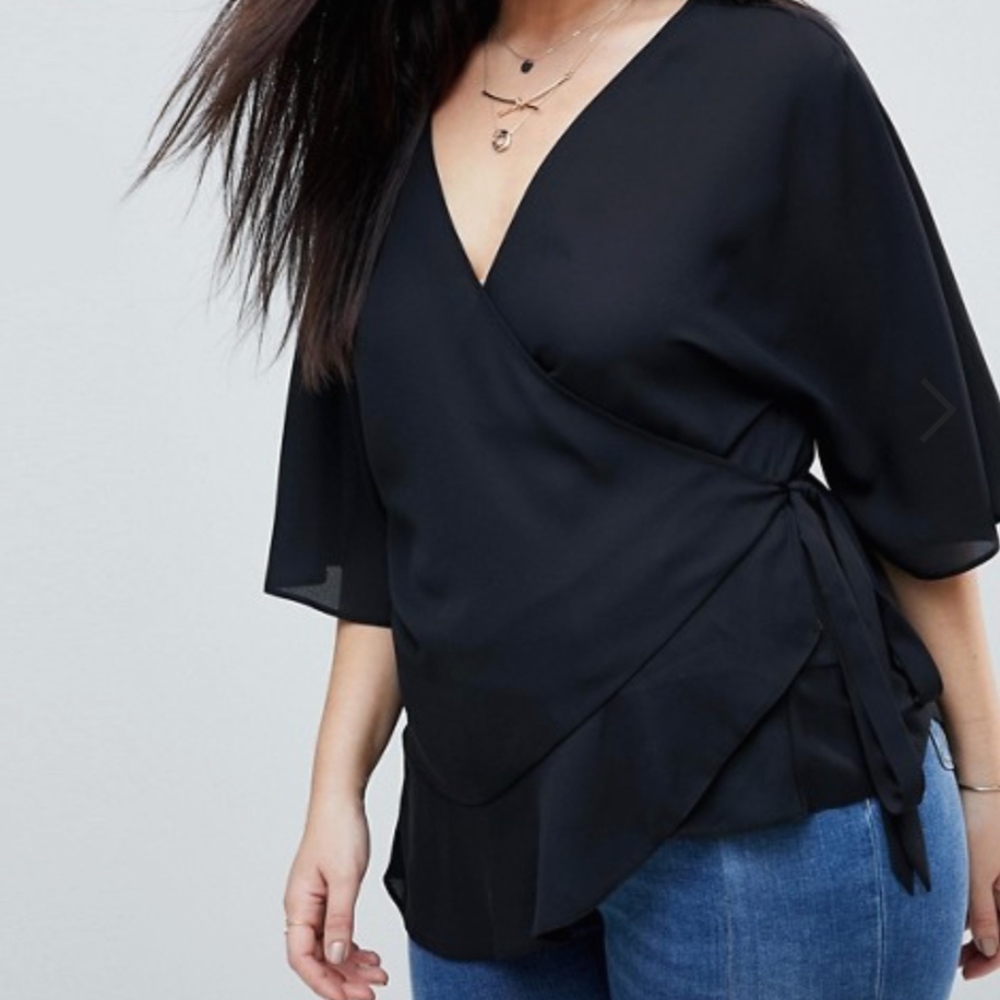 ASOS DESIGN CURVE Wrap Top with Kimono Sleeve NWT